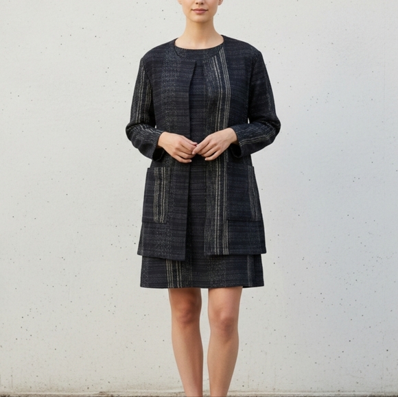 Eileen Fisher Dresses & Skirts - Eileen Fisher Project Dress And Jacket Set Size Medium Black Textured Weave